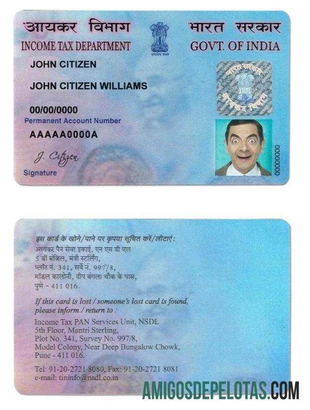 India E PAN Card modelo